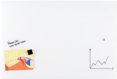 FRANKEN Whiteboard aus Glas, magnetisch und beschreibbar, Design-Schreibtafel ohne Rahmen, Magnettafel zur Wandmontage, inkl. Magnete, Weiß, 240 x 120 cm, GTL12024009