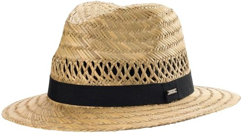 Country Strohhut Herren Damen – Sommerhut im Farmer-Look mit Luftdurchlässen – atmungsaktiv & leicht – Sonnenhut aus Naturstroh mit Band – Outdoorhut für Garten, Strand, Festival, L