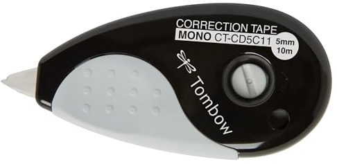 Tombow CT-CD5C11 Korrekturroller Mono Grip, mittiges Abrollen, 5 mm x 10 m, geblistert, schwarz/grau