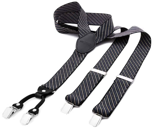 DonDon Hosenträger Herren extra stark 3,5 cm Hosenträger Herren breit in Y-Form lang - Starke Clips passend für Anzug Jeans Chinos Vintage Rockabilly Suspenders