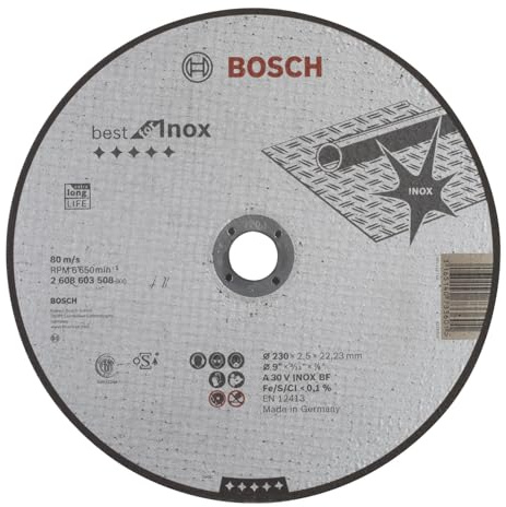 Bosch Accessories 2608603508 Disque à tronçonner à moyeu plat best for inox A 30 V inox BF 230 mm 2,5 mm