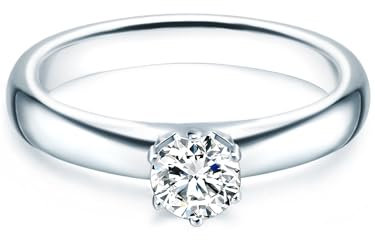 Trilani Damen-Ring/Verlobungsring/Solitärring Sterling Silber rhodiniert Zirkonia weiß