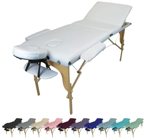 Vivezen - Table de Massage Pliante 3 Zones en Bois avec Panneau Reiki + Accessoires et Housse de Transport - Plusieurs Coloris