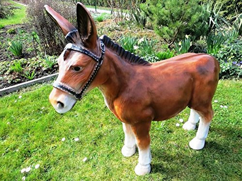 SÜßER XL Esel in lebensgross braun oder grau Premium Deluxe Garten Deko Figur Gartendeko
