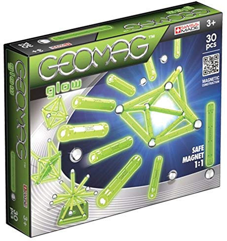 Geomag, Classic Glow 335, Magnetkonstruktionen und Lernspiele, 30-teilig, Weiß / Fluoriszierend Grün, 30 Stück