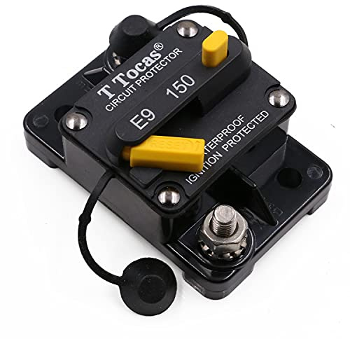 T Tocas 150A Sicherungsautomat 12V-48V mit Manuelles Reset Heavy Duty DC Schutzschalter 150 Amp Sicherungshalter für Kfz/Wohnmobil/LKW/Solar/PV/Boot/Marine, UL, wasserdichte IP67, Überlastungsschutz | Wasserdicht 12V-48V DC für Boot Trolling Motor ATV Anhänger Fahrzeuge Stereo Audio Elektronische Batterie Solaranlage
