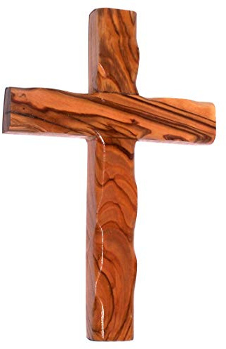 Holy Land Market Olive wood Cross from Bethlehem with a Certificate and Lord prayer card (4.75 Inches)