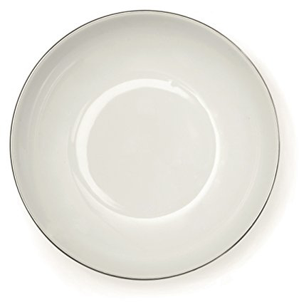 Excelsa Platinum Plato Hondo, Porcelana, Blanco/Borde Plateado, 21 x 21 x 4 cm