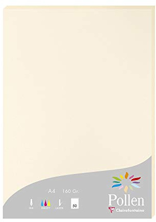 Clairefontaine 14204C Packung mit 50 Blatt Pollen 160g, DIN A4, 21 x 29,7cm, Elfenbein