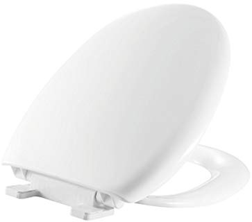 Toilet Soft Close Seat Ultra White Oval White Plastic Adjustable Hinges Quick Release Button for Cleaning Bottom Fixing Self-Closing Toilet Seat