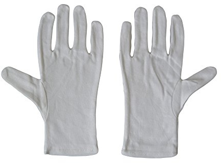 Men's 100% Soft White Cotton Gloves (Large) x 2 Pairs