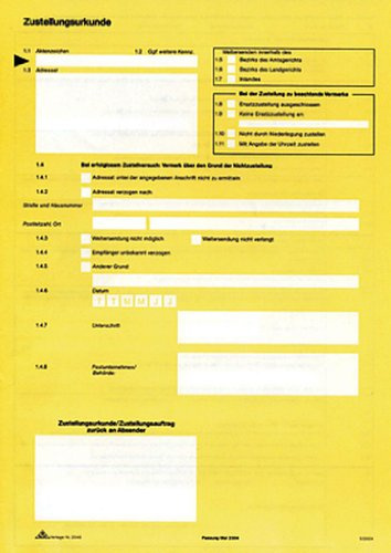 1 X RNK Zustellungsurkunden 2046 A4 100St 2046