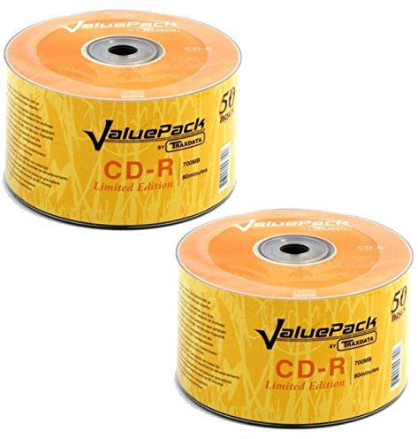 Traxdata 100 Pack Arita CDR Blank CD-R Disc 52X 700MB 80Min