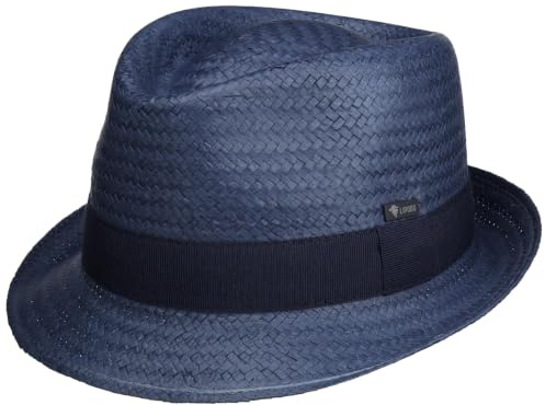 Lipodo Malaga Strohtrilby Damen Herren Kinder Made in Italy Strohhut Sommer blau XS (52-53 cm)