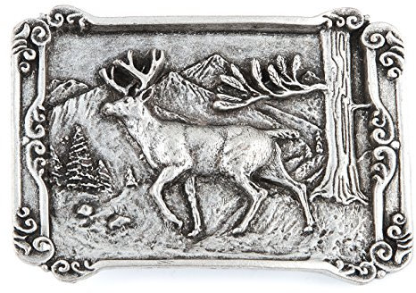Tini - Shirts Hirsch Gürtelschnalle Hirschmotiv Schnalle : Gürtelschliesse Jagd - eckiges Buckle Hirsch Jäger Farbe: silber
