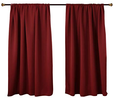 WOLTU Verdunklungsvorhänge mit Kräuselband Blickdicht 135x175cm Bordeaux | 2er Set, 250g/m² schwere Gardinen mit Sichtschutz, Thermovorhang für Wohnzimmer und Schlafzimmer, Länge 175 cm