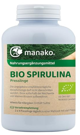manako BIO Spirulina Algen Tabs/Presslinge, 250 g Dose