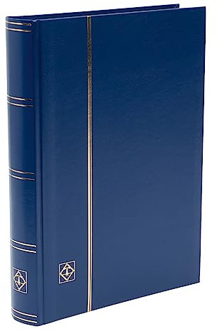 Leuchtturm 327853 Briefmarken-Sammel-Album - Einsteckbuch Basic - 64 Schwarze DIN A4-Seiten - unwattiert, blau