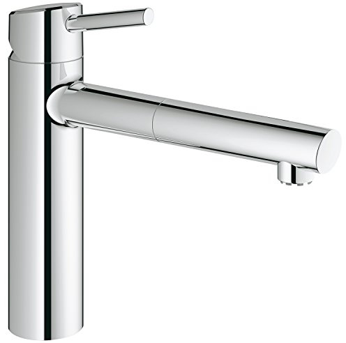 Grohe Robinet de Cuisine Concetto Bec Medium avec Douchette Escamotable Plage de Rotation à 100° Starlight Basse Pression 31214001 (Import Allemagne)