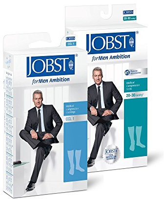 JOBST forMen Ambition Herren Kompressionsstrümpfe / KKL1 / Größe VI/Braun/geschlossene Spitze/long/ohne Haftrand/Kniestrümpfe mit Baumwolle und integrierten Carbonfasern