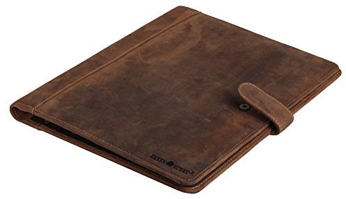 Greenburry Vintage Leder-Schreibmappe A4 - Dokumentenmappe verschließbar - 33 x 26 x 2,5 cm