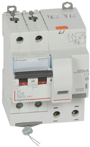 Legrand 411171 Disjoncteur différentiel monobloc DX³6000 10kA arrivée haute et départ bas à vis, 2P, 230V à 400V, 10A typeAC, 300mA