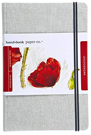 Handbook Watercolor Journal, 8.25x5.25 Large Portrait, 95lb/200gsm Cold Press Paper, Travelogue, Natural European Linen Cover