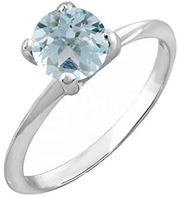 Dazzlingrock Collection Verlobungsring für Damen, Sterlingsilber, 6 mm, Rundschliff, Aquamarin, Solitär, Braut, Verlobungsring, Sterling Silber, Aquamarin