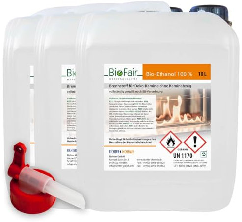 30L Bioethanol 100% Ethanol mit Dosierhahn