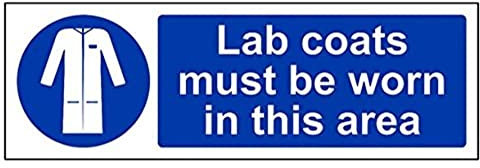 vsafety 41076 Adapter ax-s LAB Coats zu tragen, in diesem Bereich Pflicht Schutzbekleidung Schild, selbstklebend, Landschaft, 300 mm x 100 mm, blau