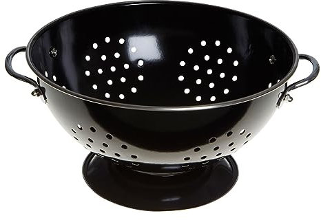 Premier Housewares - Colador (23 cm, esmaltado, Estilo Retro), Color Negro