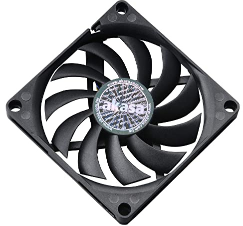 Akasa Slimfan | PWM fodralfläkt | 80 mm PC-fläkt | 4-stifts kylfläkt | 80 x 80 x 10,8 mm | Svart | Lämplig för HTPC och Slim System | AK-FN076