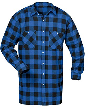 Craftland flanellskjorta vävd flanell extra lång storlek, Blå/svart, 3XL
