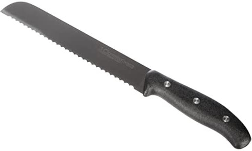 3 Claveles - Cuchillo Cocina para Pan, Línea DOMVS, Acero Inoxidable, Mango Polipropileno Negro - (20cm - 8)