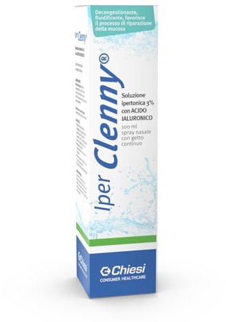 Iper Clenny Spray Nasale - Soluzione Salina Ipertonica - Per Adulti e Bambini - Azione Decongestionante e Fluidificante - Raffreddore, Rinite, Rinosinusite - 1 Spray da 100ml