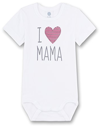 Sanetta Baby-Body kurzarm weiß I love Mama | Hochwertiger und nachhaltiger Body für Babys aus Bio-Baumwolle. Baby Body