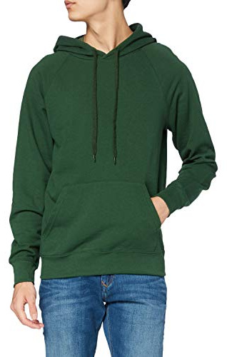 Fruit of the Loom Men's Pull-over Lightweight Hooded Sweat, Bottle Green, Large