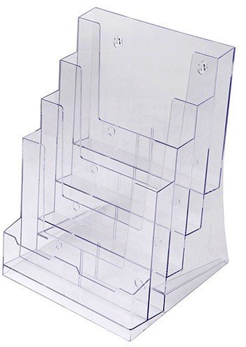 Prospekthalter DIN A4 vierstufig, Aufsteller Prospektständer Flyerhalter Acryl glasklar Prospekthalter A4