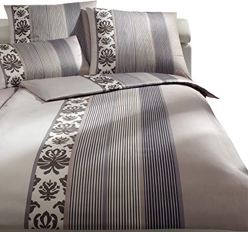 Joop. Ornament Stripe 4022 – Biancheria da letto in raso Mako, Cotone, grigio, Housse de coussin : 40 x 80 cm