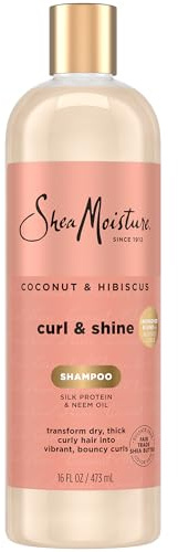 SheaMoisture Coconut & Hibiscus Curl & Shine Shampoo for Bouncy Curls, Frizz Control, 16 Oz