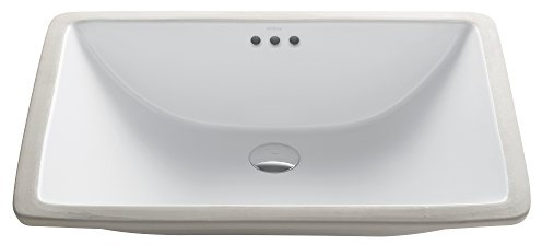 Kraus kcu-251 Elavo grande rectangular montaje bajo encimera lavabo de cerámica con desbordamiento, color blanco