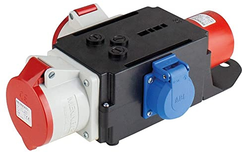 as - Schwabe MIXO Starkstromverteiler – CEE-Stecker 400V/32A/5-polig | ca. 7 kW - Starkstrom Adapter - 1 x Schuko, 1x CEE 400 V, 16 A, 5-polig, 1x CEE 400 V, 32 A, 5-polig IP44, 60525