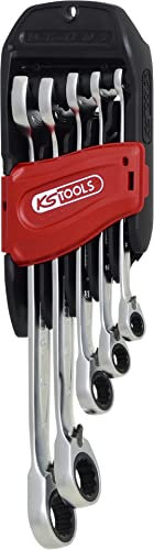 KS Tools 503.5905 Serie di Chiavi a Cricco Combinate con Bocca Aperta a Cricco, Reversibili, 5 Pezzi