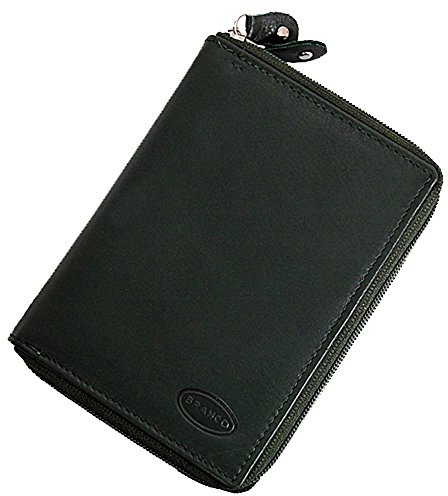 GoBago Branco funktionale Leder Damen Reißverschluss Geldbörse Geldbeutel Portemonnaie (Grün)