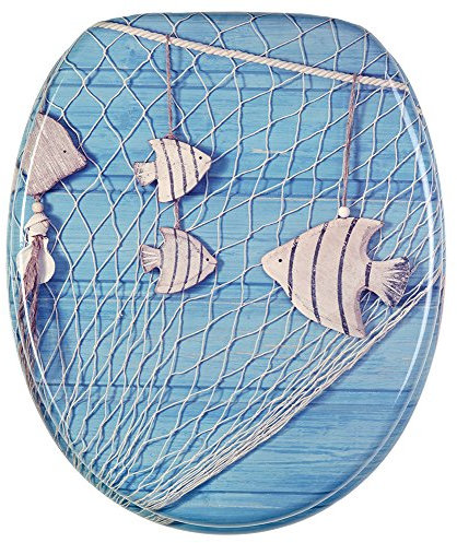 Sanilo WC Sitz mit Absenkautomatik, hochwertiger Toilettendeckel, einfache Montage, stabile Scharniere, Seefahrt