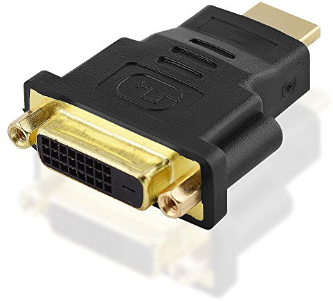 DVI HDMI Adapter, DVI-D 24+1 Buchse Kupplung weiblich auf HDMI Stecker männlich vergoldet, geeignet für HD FullHD, Schwarz