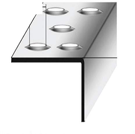 3 Meter (3 x 1 m) Treppenkantenprofil / Winkelprofil (Größe 20 mm x 40 mm) Edelstahl matt, gebohrt