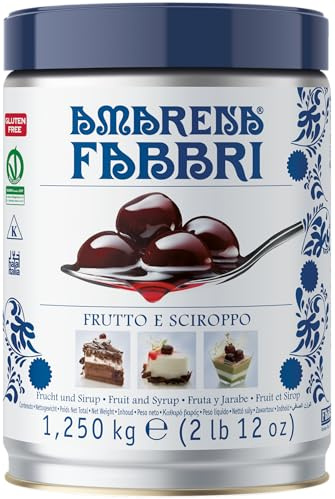 FABBRI 1905 - Amarena-Kirschen in Sirup | Entsteinte Kirschen aus Italien in Sirup eingelegt | Ideales Topping für Eis, Joghurt, Dessert und Cocktails. Inhalt: 1,250kg