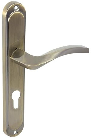 domino Türgriff 72 Drückergarnitur PZ - Profilzylinder Set Türklinke für Zimmertür, Bürotür, Kellertür & Innentür L-Form Türbeschläge aus Aluminium Bronze Türdrückergarnitur ENIGMA M3