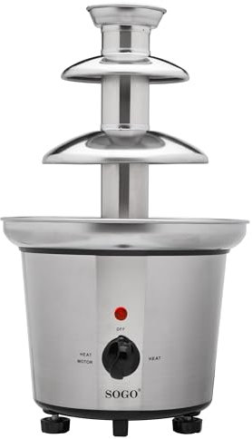 SOGO Fuente de chocolate eléctrica 60W de acero inoxidable - Fuente de chocolate cascada con 3 niveles - Fuente chocolate ideal para fiestas y postres - Fuente desmontable fácil de limpiar